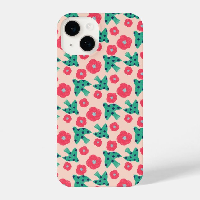 pattern_8_camellia and bird_2 iPhone case (Back)