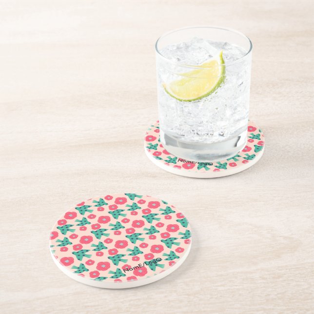 pattern_8_camellia and bird_2 sandstone coaster (Side)