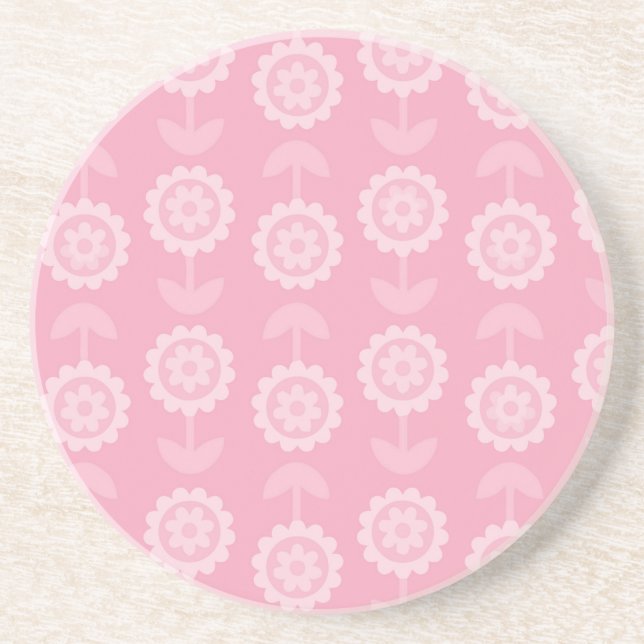 Pattern Abstract Art Pink Floral Flowers Coaster (Front)