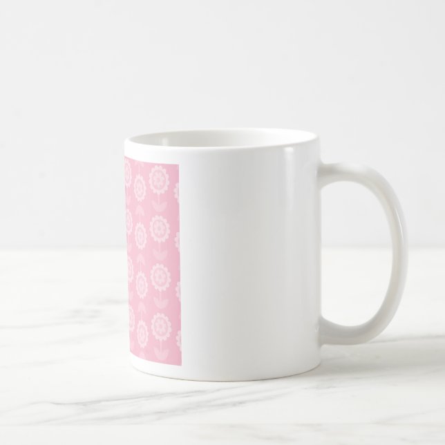 Pattern Abstract Art Pink Floral Flowers Coffee Mug (Right)