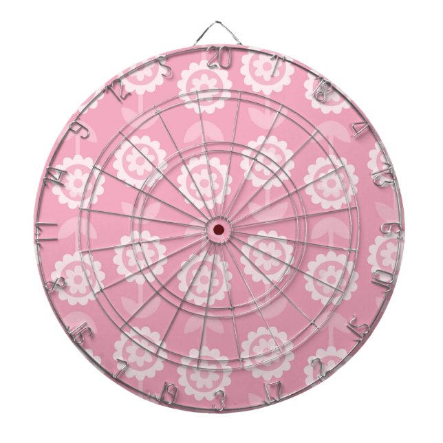 Pattern Abstract Art Pink Floral Flowers Dartboard (Front)