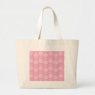 Pattern Abstract Art Pink Floral Flowers Large Tote Bag