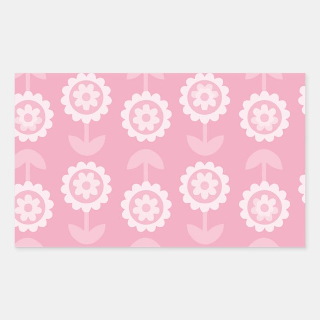 Pattern Abstract Art Pink Floral Flowers Rectangular Sticker (Front)