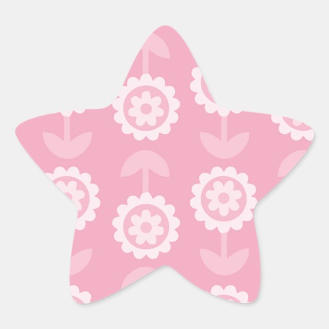Pattern Abstract Art Pink Floral Flowers Star Sticker (Front)