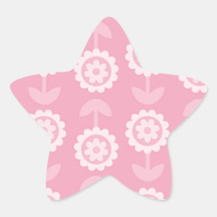 Pattern Abstract Art Pink Floral Flowers Star Sticker