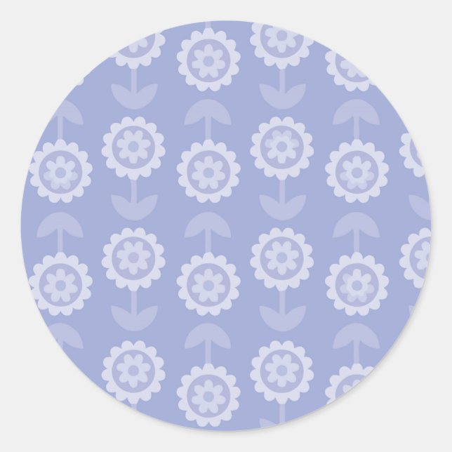 Pattern Abstract Art purple Floral Flowers Classic Round Sticker (Front)