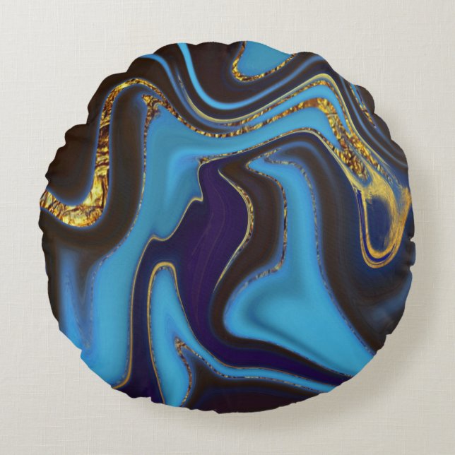 pattern abstract marbled round cushion (Front)
