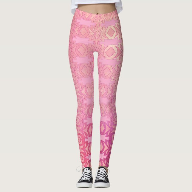 pattern abstract pink leggings (Front)