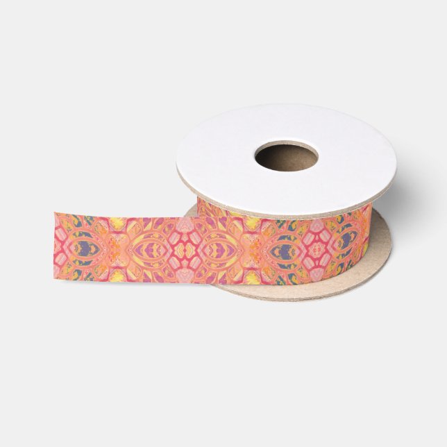 pattern abstract pink satin ribbon (Spool)