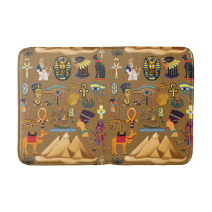 Pattern Ancient Egyptian Hieroglyphic Symbol  Bath Mat