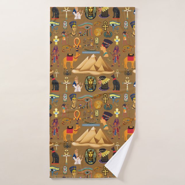 Pattern Ancient Egyptian Hieroglyphic Symbol  Bath Towel (Bath Towel)