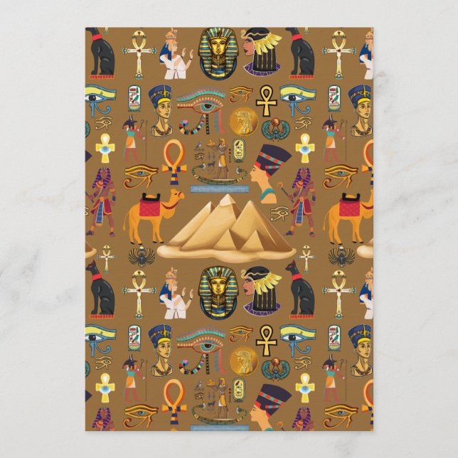 Pattern Ancient Egyptian Hieroglyphic Symbol  Invitation (Front)
