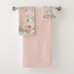 Pattern Art Cute Pastel Patterns Geometric Design Bath Towel Set