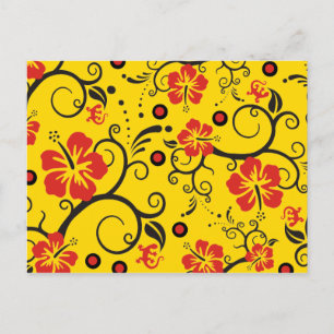 Pattern ARTs - hibiscus decor yellow Postcard