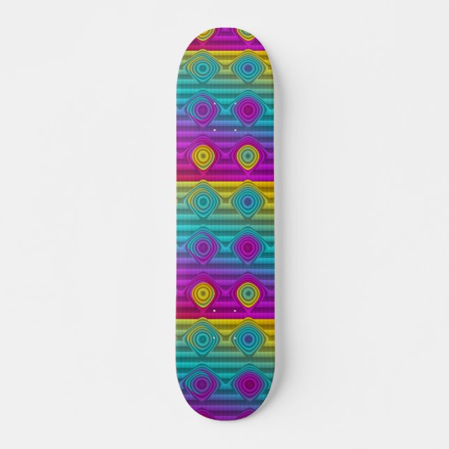 Pattern ARTs - stripes 3D coloured 20 Skateboard (Front)