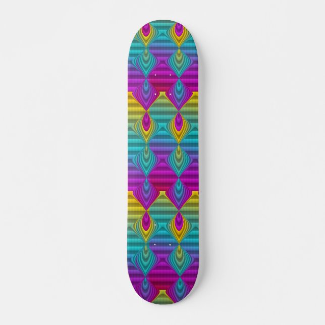 Pattern ARTs - stripes 3D coloured 22 Skateboard (Front)