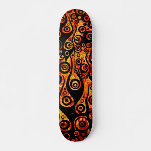 Pattern ARTs - Tattoo circle flames   fire red Skateboard