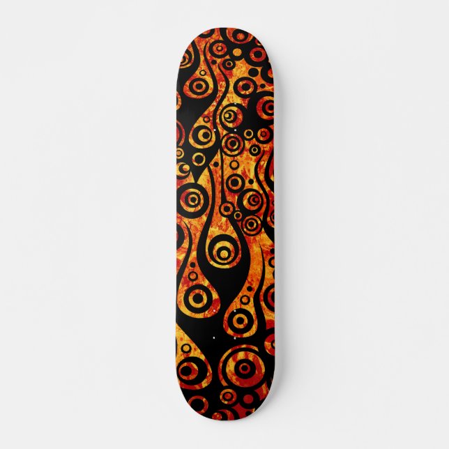 Pattern ARTs - Tattoo circle flames | fire red Skateboard (Front)