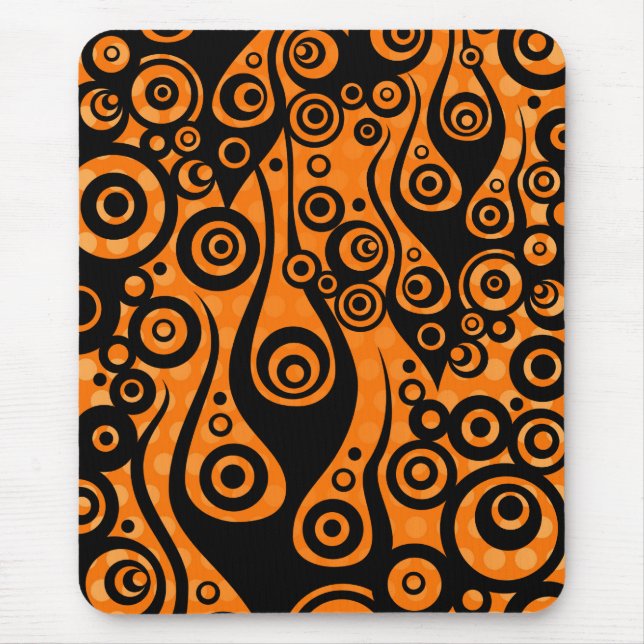 Pattern ARTs - Tattoo circle flames | orange dots Mouse Mat (Front)