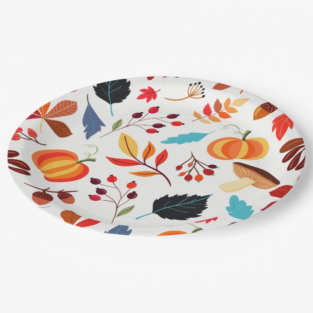Pattern Autumn Paper Plates (Angled)
