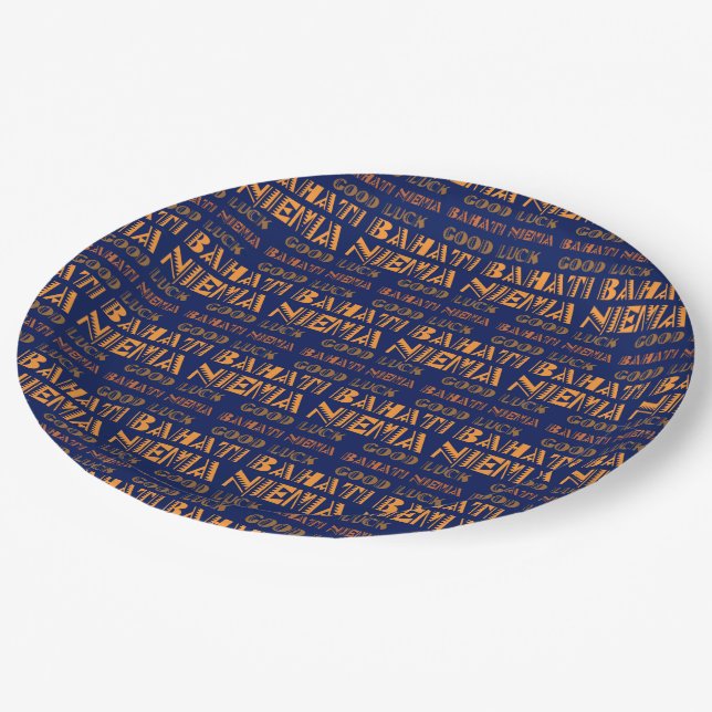 Pattern Bahati Niema, Good Luck in Swahili Paper P Paper Plate (Angled)