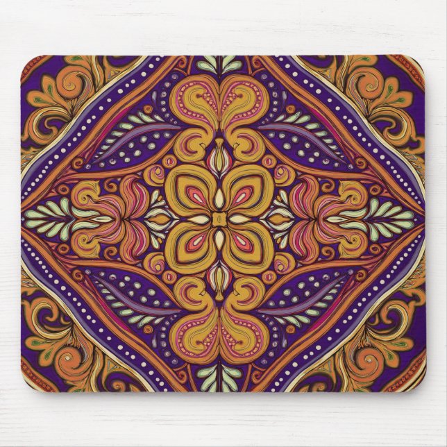 Pattern Batik Yellow Blue Mouse Mat (Front)