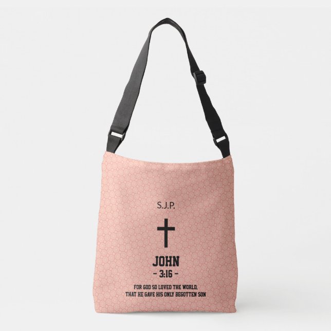 Pattern Bible Quote Chapter And Verse Christian Crossbody Bag (Front)