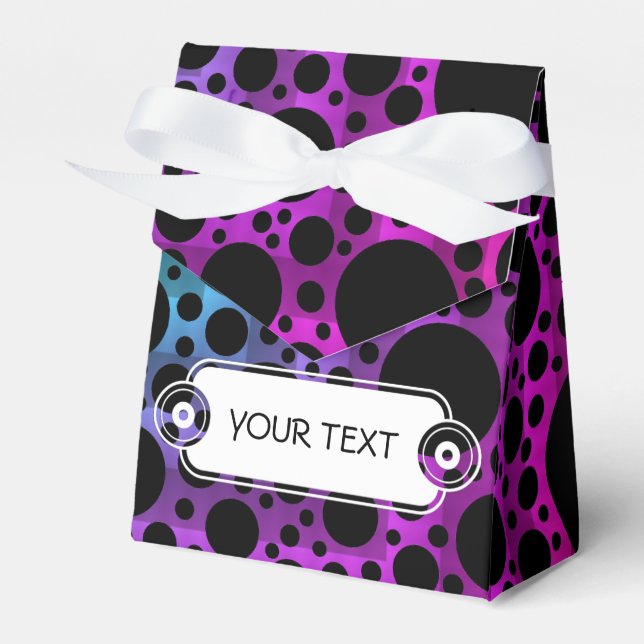 Pattern - black dots + your colour & text favour box (Front Side)