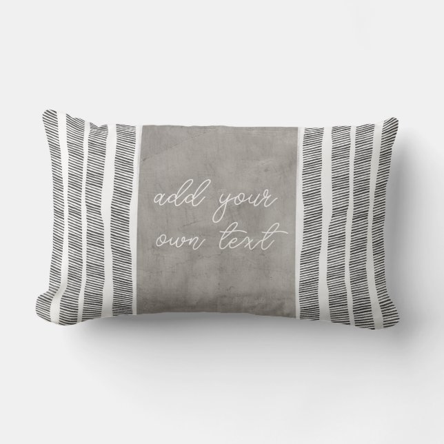  pattern black white and grey boho add  your text  lumbar cushion (Front)