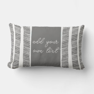 pattern black white on grey boho add your text  lumbar cushion