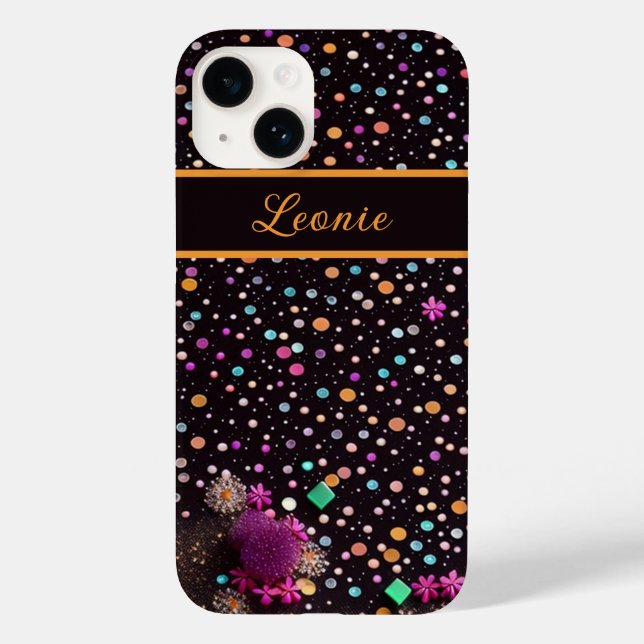 pattern black with colorful dots and flowers Case-Mate iPhone case (Back)