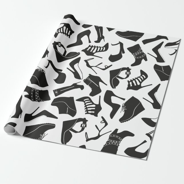 Pattern black Women's shoes Wrapping Paper (Unrolled)