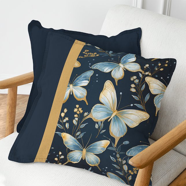 Pattern Blue Butterfly Throw Pillow (Creator Uploaded)
