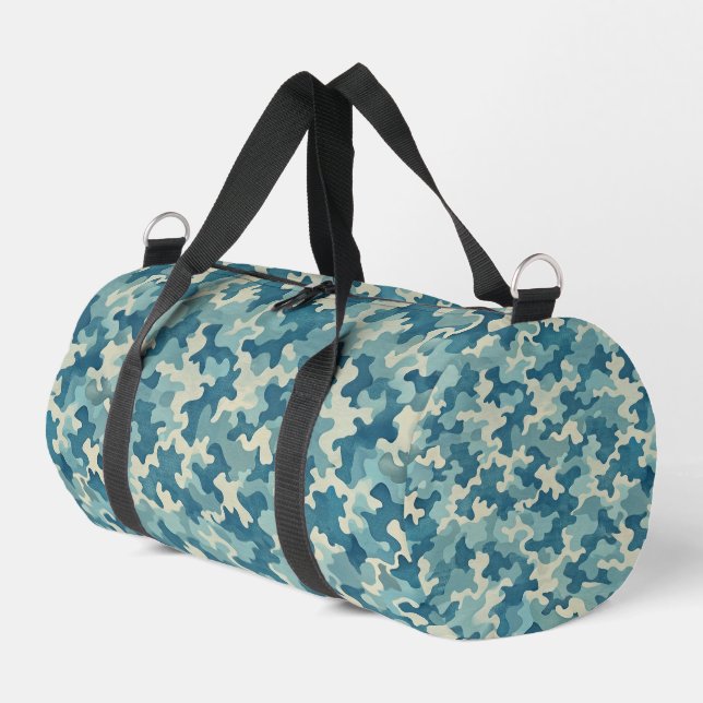 Pattern Blue Camouflage Duffle Bag (Left Corner)