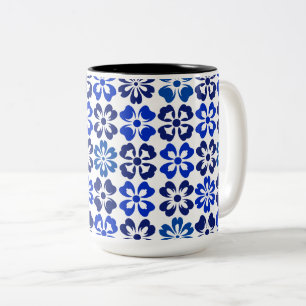 Pattern Blue Floral Two-Tone Coffee Mug
