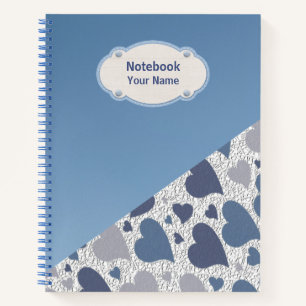 Pattern blue hearts Notebook