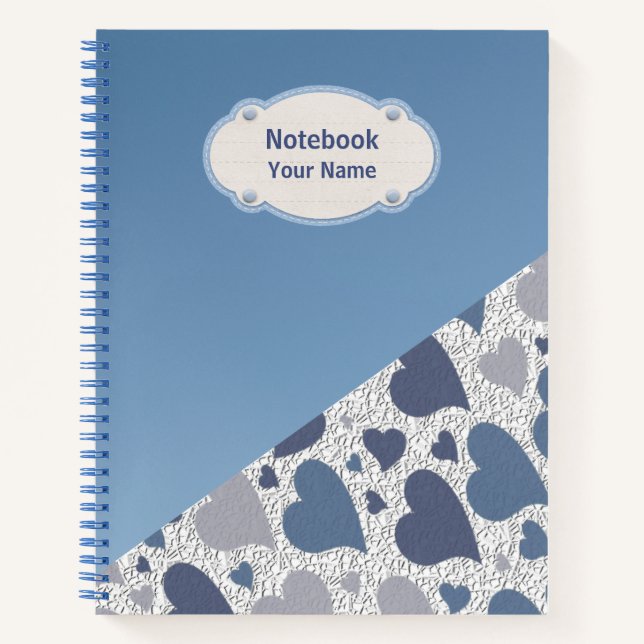 Pattern blue hearts Notebook (Front)