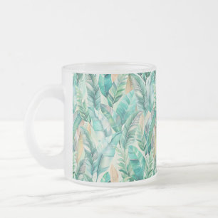 Pattern Boho Banana Leaves Frosted Glass Coffee Mug