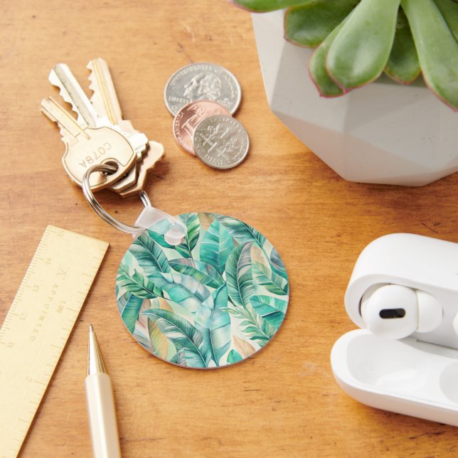 Pattern Boho Banana Leaves Key Ring (Desk)