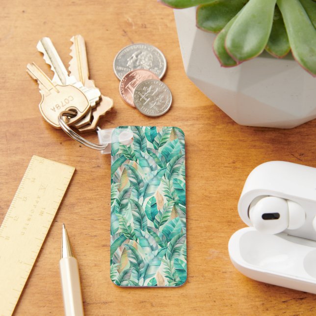 Pattern Boho Banana Leaves Key Ring (Desk)