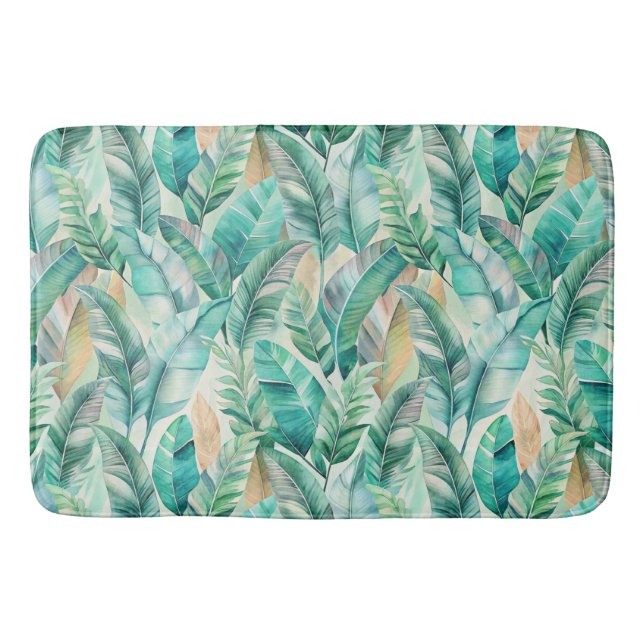 Pattern Boho Bananas Leaves Bath Mat (Front)