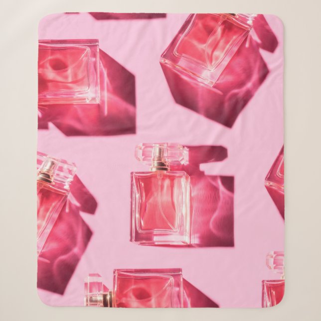 Pattern bottles of woman perfume sherpa blanket (Front)
