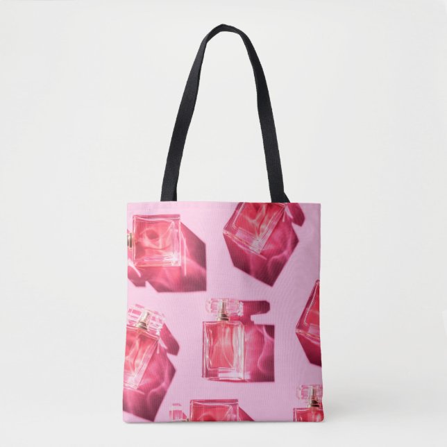 Pattern bottles of woman perfume tote bag (Front)