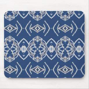 Pattern Bright Blue & White Snow Shapes Mouse Mat