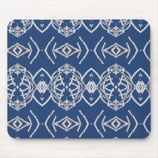 Pattern Bright Blue & White Snow Shapes Mouse Mat (Front)
