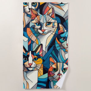 pattern cats beach towel