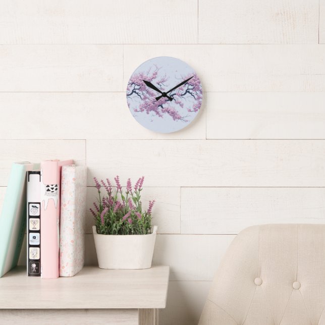 Pattern Cherry Blossoms Round Clock (Reading Room)