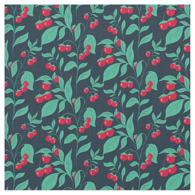 Pattern cherry tomatoes on the bushes  fabric (Close Up)
