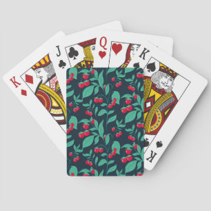 Pattern cherry tomatoes on the bushes playing cards