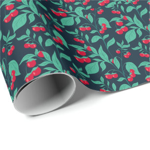 Pattern cherry tomatoes on the bushes wrapping paper